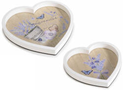 Decorer Set 2 tavi lemn Lavanda 24x23x2 cm, 19x18x2 cm (A51.51.28) Tava