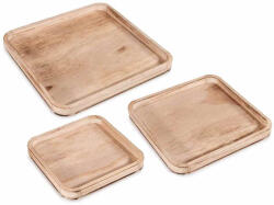 Decorer Set 3 tavi lemn natur 30x30x2 cm, 25x25x2 cm, 20x20x2 cm (A51.56.82) Tava