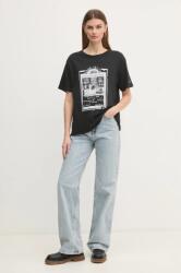 Pepe Jeans pamut póló LELE női, fekete, PL505992 - fekete S