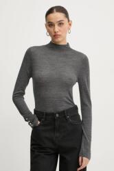 Abercrombie & Fitch gyapjú pulóver könnyű, női, szürke, félgarbó nyakú, KI150-4349 - szürke XL