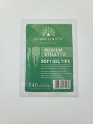 Pauco Set tipsuri din gel, 240 bucati, 12 marimi, forma stilet mediu