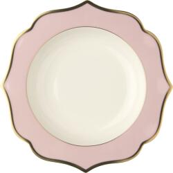LE COQ PORCELAINE LE COQ Ionica Mély tányér hullámokkal, ø: 220 mm, elefántcsont, rózsaszín, arany szél