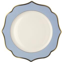 LE COQ PORCELAINE LE COQ Ionica Lapos tányér, ø: 305 mm, elefántcsont, világoskék, arany szél