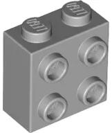 LEGO® 22885c86 - LEGO világosszürke kocka 1 x 2 x 1 2/3 méretű oldalán 4 bütyökkel (22885c86)