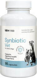 Lab-v LAB-V Synbiotic Vet - Gyomor-bélrendszeri egészségtámogatás és bélflóra kutyák és macskák számára 90 kapszula