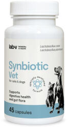 Lab-v LAB-V Synbiotic Vet - Gyomor-bélrendszeri egészség támogatás és bélflóra kutyák és macskák számára 45 kapszula