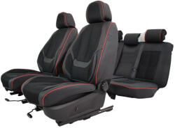 Peugeot 307 Kombi Victoria Méretezett Üléshuzat Bőr/Szövet -Piros/Fekete- Komplett Garnitúra (C14-VIC-PIROSK-PEUGEOT-307-KOMBI)