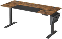 SONGMICS Íróasztal, elektromosan állítható magasság, rusztikus barna és fekete 70 x 160 x (72-120) cm (LSD026X01)