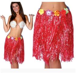 PartyPal Hawaii fűszoknya virágokkal - felnőtteknek 40 cm - piros (MEZ-5904610132890)