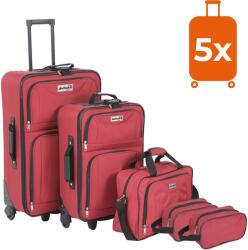 Jurhan TRAVEL utazóbőrönd készlet, 5 darabos, piros Jurhan