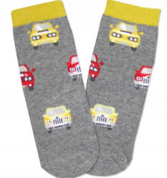  Yoclub pamut zokni 17/19 - szürke/sárga/autók