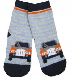  Yoclub pamut zokni 17/19 - sötétkék/csíkos/kisautó