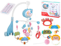 Ikonka Carusel cu design stea lullaby albastru + telecomandă joc