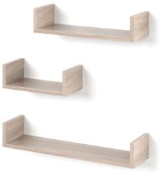 Vicco U alakú fali polc szett, 3 db-30, 45, 60 cm- sonoma