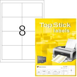 TopStick No. 8739 fehér színű 96, 5 x 67, 7 mm méretű, univerzálisan nyomtatható, öntapadós etikett címke, permanens ragasztóval A4-es íven - kiszerelés: 800 címke / 100 ív