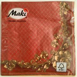 Maki Szalvéta 3 rétegű 33x33cm 20db/csomag bordó barokk 051301