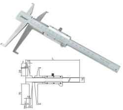 Dasqua Italia Subler mecanic profesional Dasqua cu 2 seturi de falci pentru interior 9-150mm x 0.02mm citire (2605-0040)