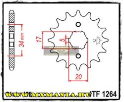 JT Sprockets első lánckerék, 1264, Honda CBR/CBF/CBZ/XLR/CLR, Derbi 125 (jtf1264)