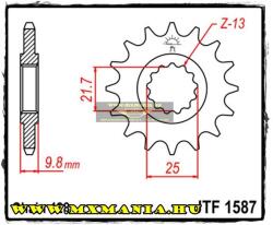  JT Sprockets első lánckerék, 1587, Yamaha FZR400/SR400-500 (jtf1587)