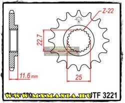  JT Sprockets első lánckerék, 3221, Polaris ATV 250-300-325-330-350-400-500 (jtf3221)