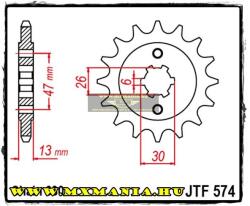  JT Sprockets első lánckerék, 574, Yamaha XV/TR1 (jtf574)