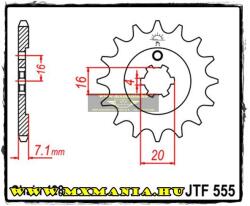  JT Sprockets első lánckerék, 555, Kawasaki KX, Suzuki RM, Yamaha XT/TT (jtf555)