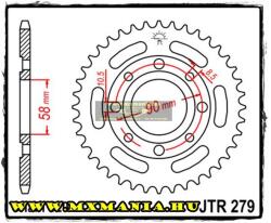 JT Sprockets hátsó lánckerék, 279, Honda utcai motorokhoz (jtr279)