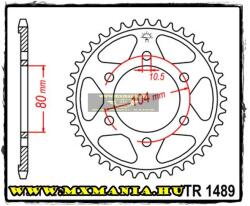 JT Sprockets hátsó lánckerék, 1489, Kawasaki utcai motorokhoz (jtr1489)
