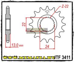JT Sprockets első lánckerék, 3411, Bombardier DS 650 tipushoz (jtf3411)