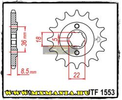 JT Sprockets első lánckerék, 1553, Yamaha SRX250/XT250 (jtf1553)