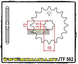 JT Sprockets első lánckerék, 562, Kawasaki KSF, Suzuki LT/ZR50 X1, Yamaha DT50 M/DTR50 (jtf562)