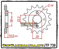 JT Sprockets első lánckerék, 739, Cagiva 900 Elefant/Grand Canyon (jtf739)
