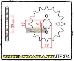 JT Sprockets első lánckerék, 274, Honda CR/XR/XL/C100 (jtf274)
