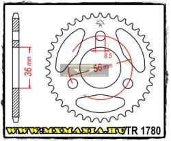 JT Sprockets hátsó lánckerék, 1780, Kawasaki Off Road KDX50, Suzuki Off Road JR50 (jtr1780)