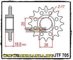 JT Sprockets első lánckerék, R 705, Aprilia 1000 RSV R/SL Falco/RSV Mille (jtf705)
