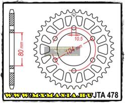 JT Sprockets hátsó lánckerék, ALU 478, Kawasaki utcai motorokhoz (jta478)