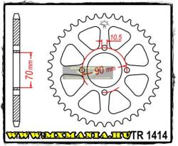 JT Sprockets hátsó lánckerék, 1414, Kawasaki ATV KSF/KEF (jtr1414)