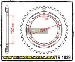 JT Sprockets hátsó lánckerék, 1839, Yamaha Road SR400-500 (jtr1839)
