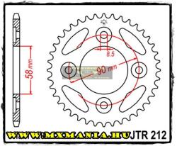  JT Sprockets hátsó lánckerék, 212, Honda MSX/ANF/110 Wawe (jtr212)