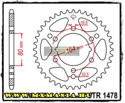 JT Sprockets hátsó lánckerék, 1478, Polaris ATV, Kawasaki ATV, Kawasaki Road, (jtr1478)