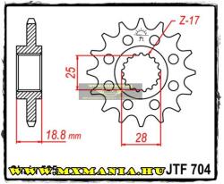JT Sprockets első lánckerék, R 704, Aprilia RST/RSV/SL/FALCO/Tuono/ET, BMWF800/F, Husqvarna Nuda 900 (jtf704)