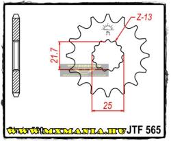  JT Sprockets első lánckerék, 565, Kawasaki KXKLX/EX/ER-6f/650 Ninja/KLE, Suzuki GS/SFV, Yamaha DT/XT/YFM/WR/YZ (jtf565)