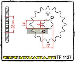 JT Sprockets első lánckerék, 1127, Bultaco/Derbi/Gilera utcai motorokhoz 50ccm (jtf1127)