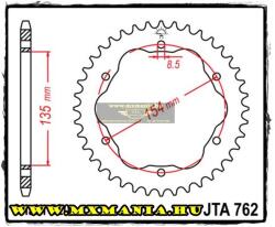 JT Sprockets hátsó lánckerék, ALU 762, Ducati utcai motorokhoz (jta762)