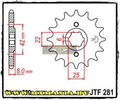 JT Sprockets első lánckerék, 281, Honda XR/XL/CB/XL/NX (jtf281)