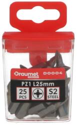 DRAUMET BIT PZ-3*25 Pozidrive 3-as S2 profi behajtóhegy, 60 HRC, 1/4" (25 db/cs. ) DRAUMET PRÉMIUM - D0006
