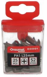 DRAUMET BIT PH-1*25 Phillips 1-es S2 profi behajtóhegy, 60 HRC, 1/4" (25 db/cs. ) DRAUMET PRÉMIUM - D0001