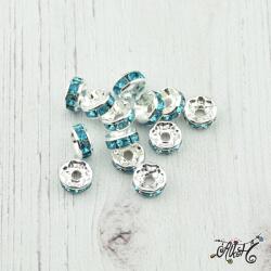 Türkiz színű strasszos köztes - 8x4mm (10 db)