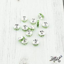  Világos zöld színű strasszos köztes - 8x4mm (10 db)