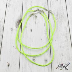  Műbőr nyaklánc alap, csavart - neon zöld